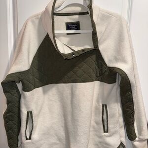 Abercrombie & Fitch Women's White and Olive Quilted Ski Jacket